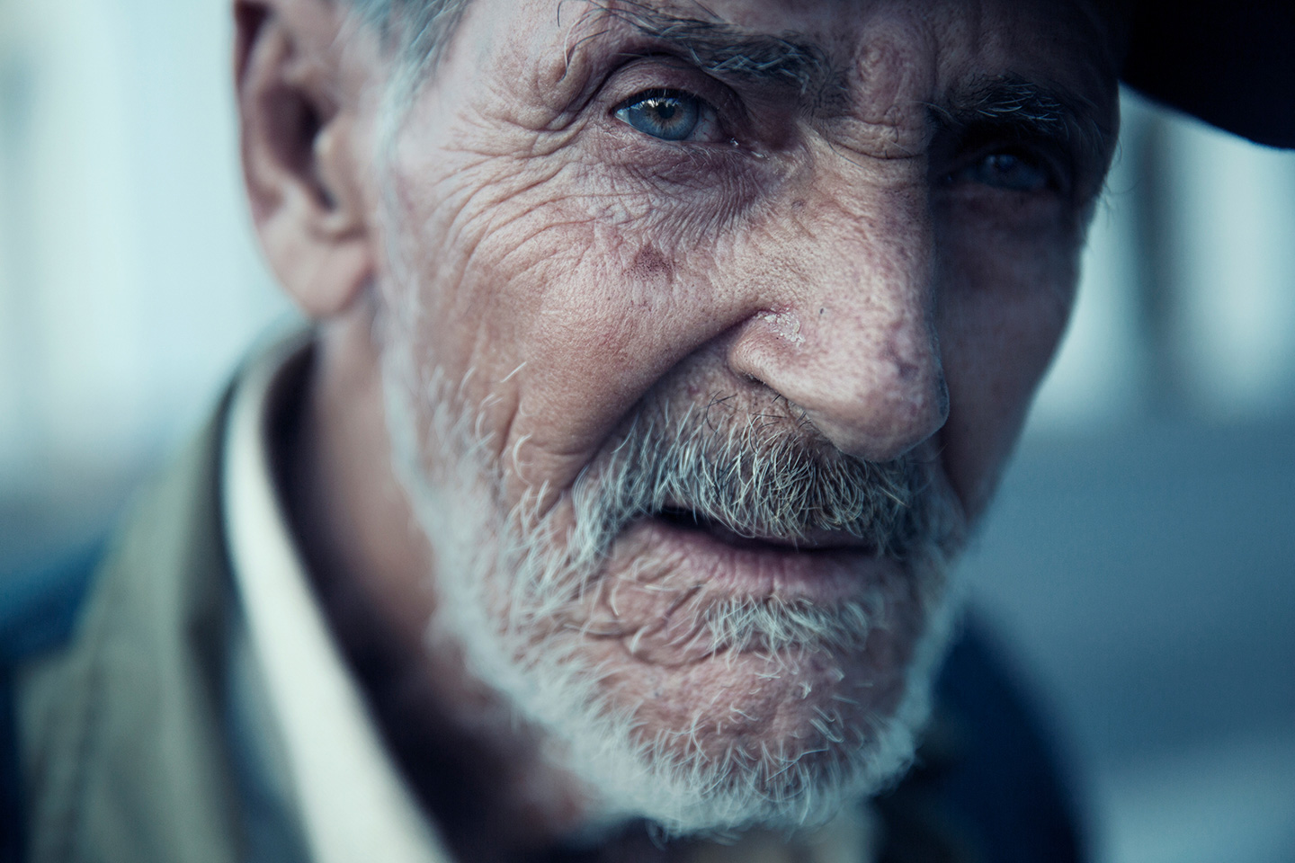 Aging face close-up, portrait by Oded Wagenstein.